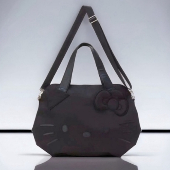 Hello Kitty Black Crossbody Tote Travel Bag Gym Bag - Picture 6 of 8